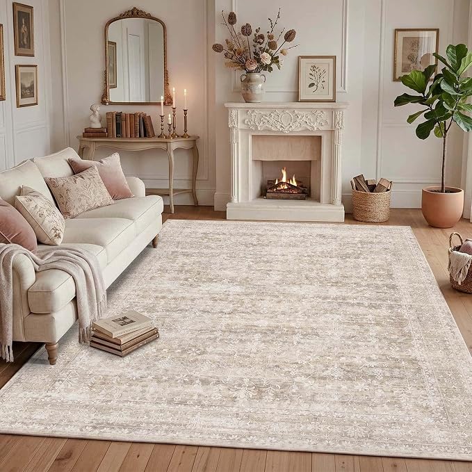 Latte&Fog Beige 8x10 Area Rugs for Living Room Netural Large Washable Rugs | - Image 3
