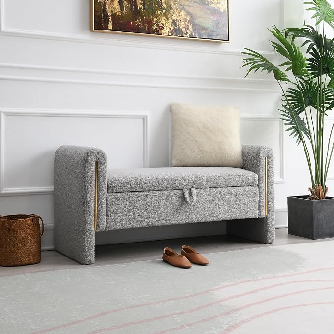 Modern Teddy Fabric Bed End Bench by Unknown