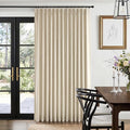 Pinch Pleated Full Blackout Faux Linen Curtains 90 Inches Long | Cream by 100BlackoutShield