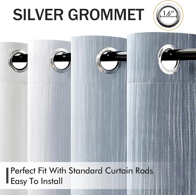 MIULEE Chambray Blue and Greyish White Ombre Blackout Curtains 52Wx96L | Full - Image 2