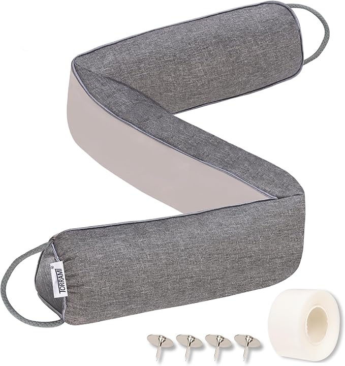 TORRAMI 30" Door Draft Stopper for Bottom of Doors, Seal Blocks Hot Air, Noise, Bugs, Keeps Cold AC in, Sound Proofing Easy Install Gap Filler, Draft Stoppers, Gray
