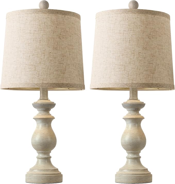 Traditional Table Lamp Set of 2, Rustic Farmhouse Table Lamps - Image 2