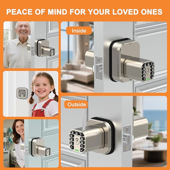 Richelock IU52 Double-Sided Keypad Door Lock, All-Weather, Fully Waterproof Keyless Entry with Dual-Sided Programmable Codes, Same Key Both Sides for Outdoor, Indoor, Gate & Fence