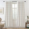 DriftAway 100% Blackout Plaid Linen Curtains 72 Inches Long 2 Panels Gray | by DriftAway