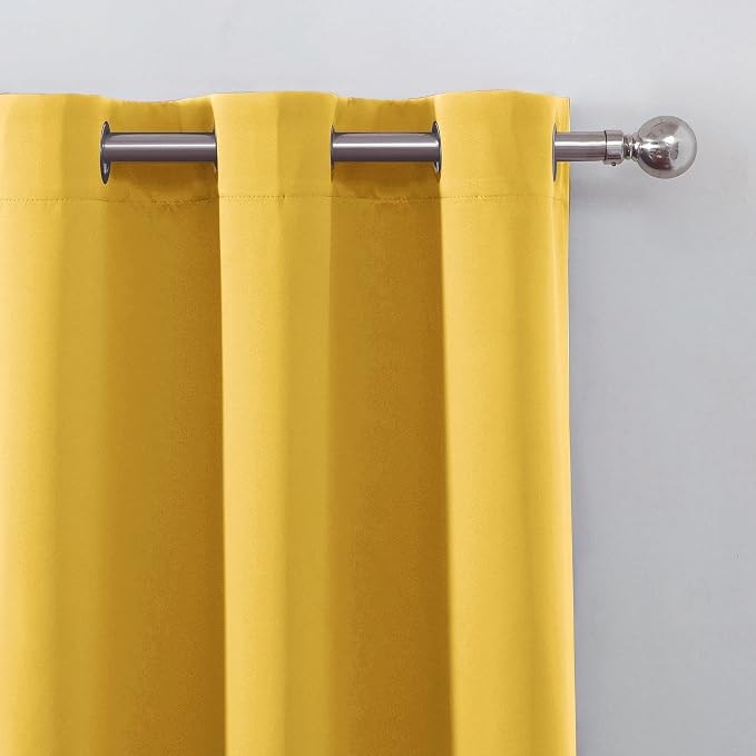 100% Blackout Curtains 40 x 84 Inch/Yellow Curtains 2 Panels - Image 7