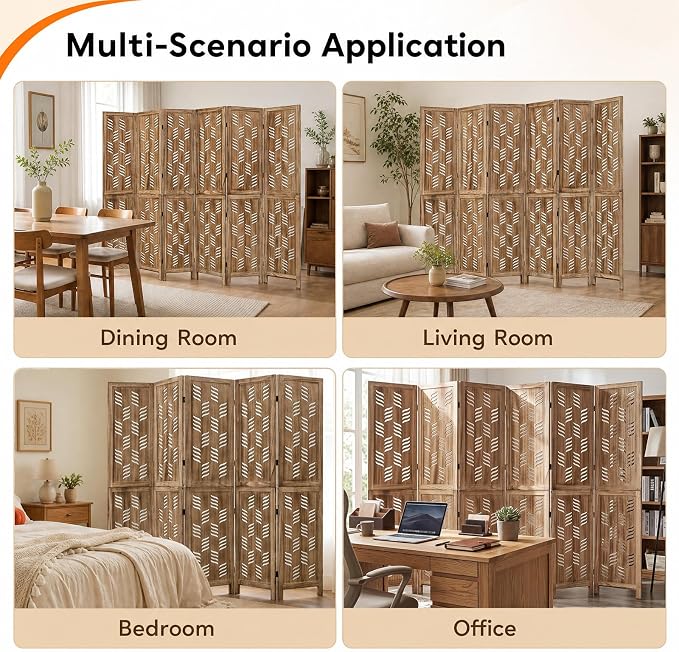 GIANTEX 6 Panel Folding Room Divider, Wood Privacy Screen - Image 4