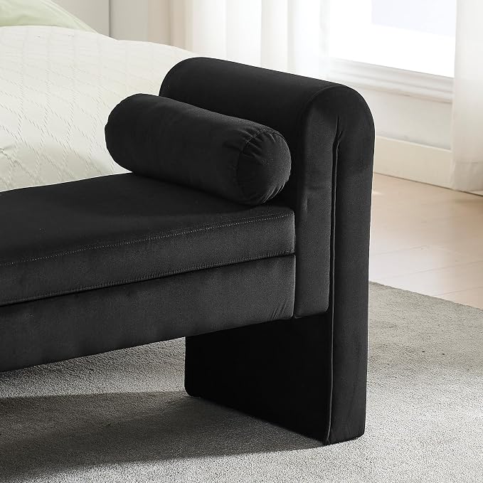 61" Velvet End of Bed Bench, Upholstered Seat - Image 5