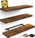 BAYKA Rustic Brown Floating Shelves 35.4in, Wall Mount Wood Shelf | Easy Install by Bayka