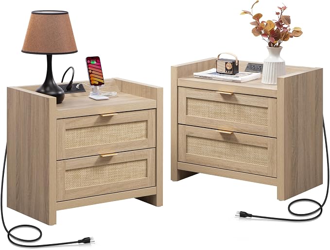 SICOTAS Rattan Nightstand Set of 2 by SICOTAS