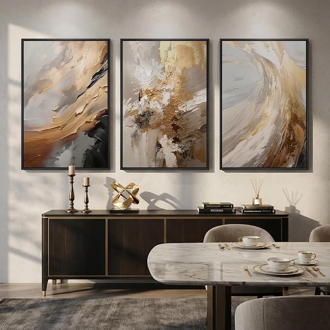 Large Framed Neutral Abstract Wall Art - Image 5