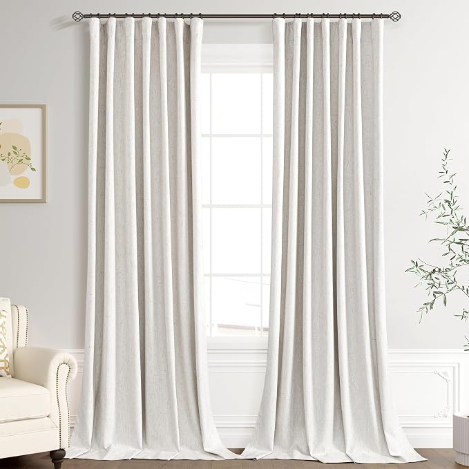 Joywell 100% Blackout Linen Curtains 108 Inch Long by Joywell
