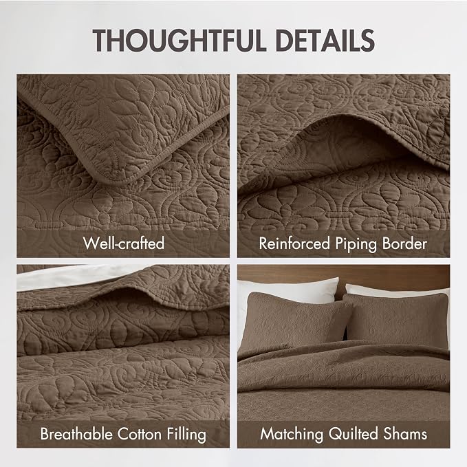 Madison Park King Quilt Bedding Set, Cottage-Inspired Damask, Classic Stitch - Image 4