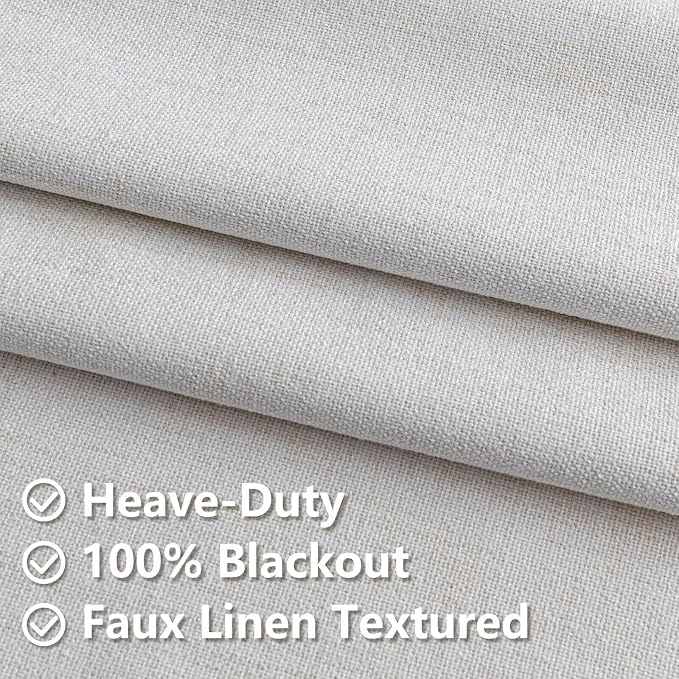 100% Blackout Curtains 108 inch Length 1 Panel Faux Linen Long Drapes - Image 4