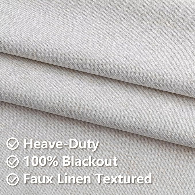 100% Blackout Curtains 90 inch Length 1 Panel Faux Linen Long Drapes - Image 4