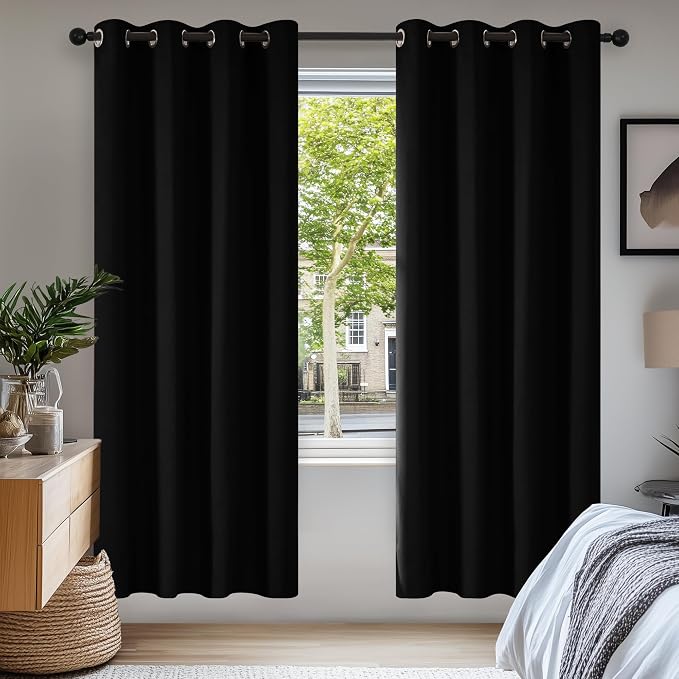 Deconovo Blackout Curtains for Bedroom and Living Room 72 Inches Long | Black by Unknown