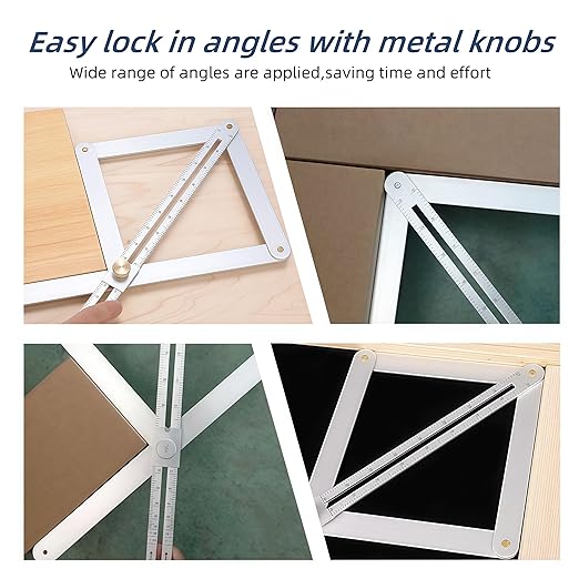 Premium Corner Angle Finder, Protractor Angle Finder Tool, Miter Angle Finder for Precise Cuts and Corner Measurements, Aluminum Alloy Build (Plastic-Long)