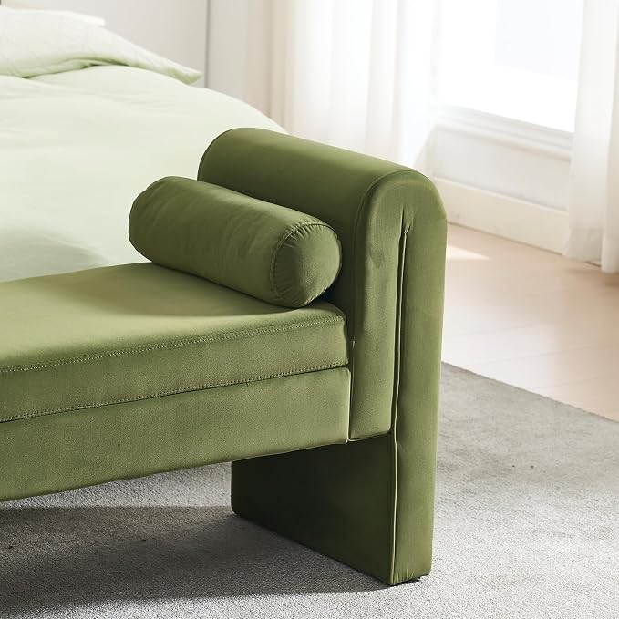 61" Velvet End of Bed Bench, Upholstered Seat - Image 5
