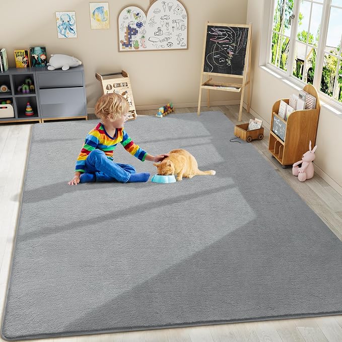 Modern Area Rugs for Bedroom Living Room, 4x6 Grey Memory Foam Rug | Thickened - Image 9