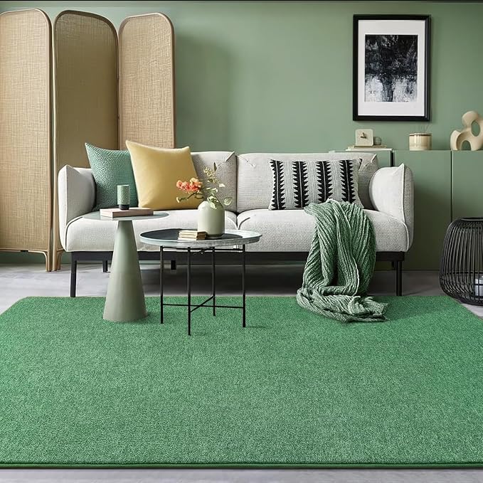 5x7 Area Rugs for Living Room Non Slip Dorm Bedroom Rug, Matte Green | Modern - Image 7