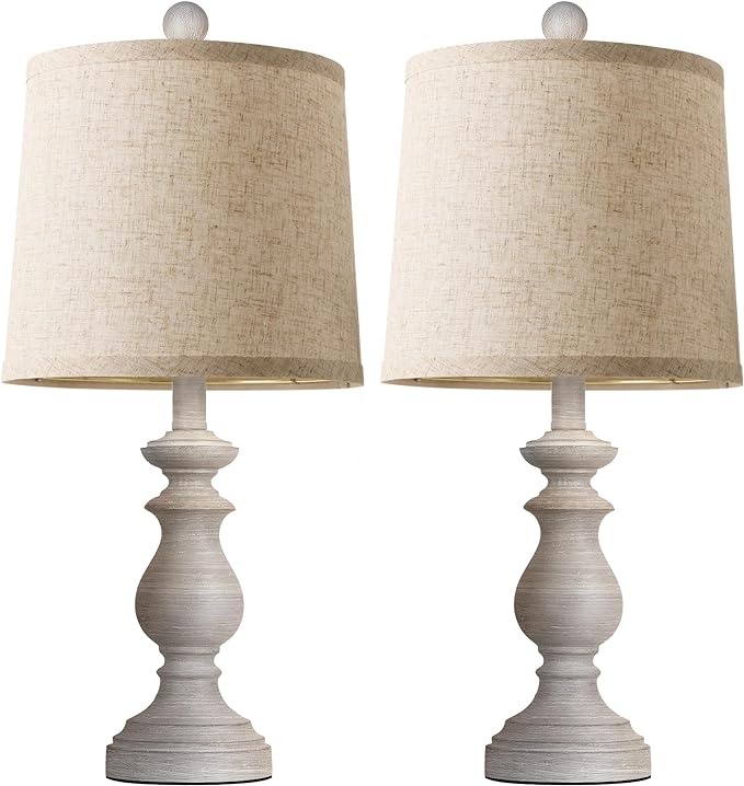 Traditional Table Lamp Set of 2, Rustic Farmhouse Table Lamps - Image 2