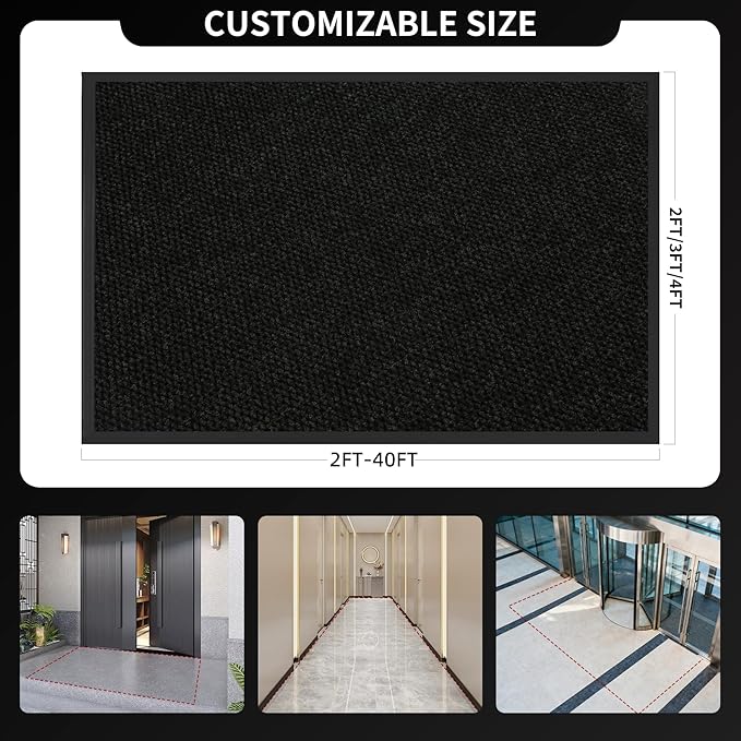 2ft x 35ft Front Door Mat Indoor Outdoor Entrance, Commercial Heavy Duty Entryway Matt, Non-Slip Rubber Backing Low Profile Doormat, Waterproof Dirt Trapper Welcome Mat for High Traffic Area