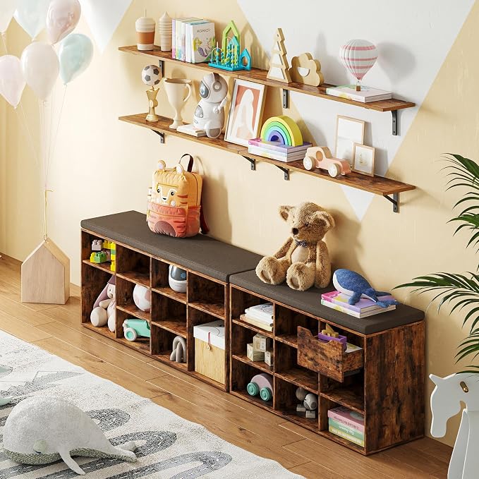 Long Wall Shelves, 47.3Inch Wooden Floating Shelves - Image 6
