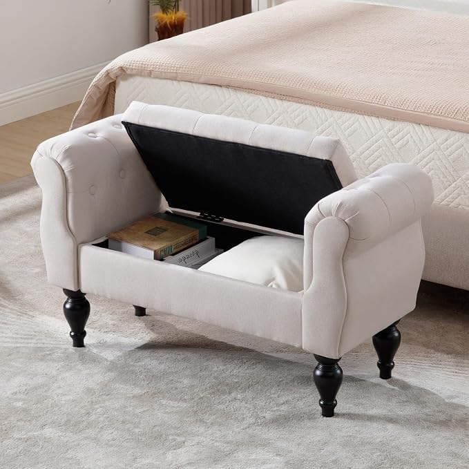 Storage Bench for End of Bed Bedroom, 39.7" Modern Ottoman Bench by ORIRSNUG