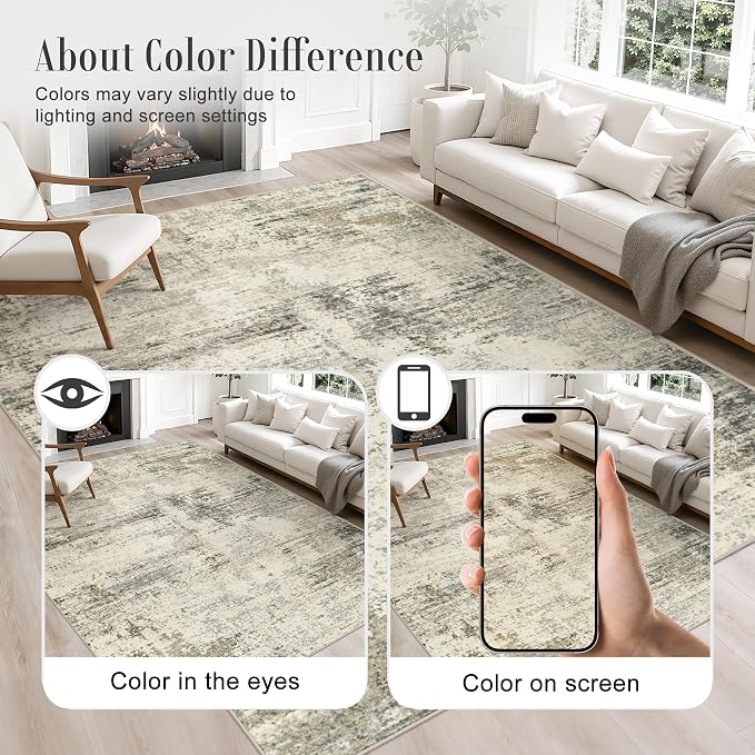 10x14 Area Rug Living Room: Modern Washable Soft Carpet Ash Brown | - Image 5