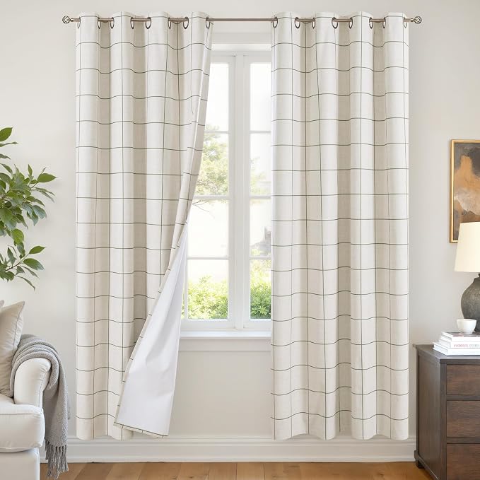 Linen Blackout Curtains for Living Room by Lajode