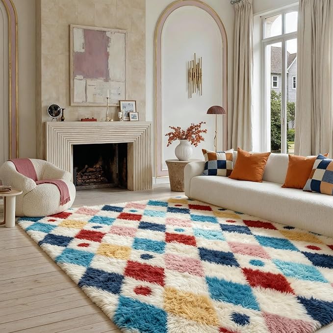 Soft Shag Rug 5x8 for Living Room High Pile Non-Slip Fluffy Carpet | Machine - Image 3