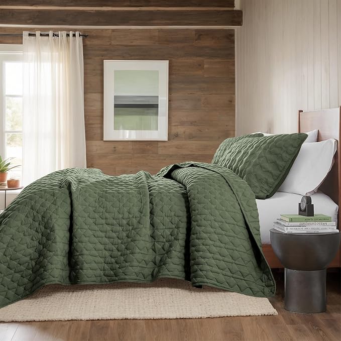 WDCOZY Olive Green Quilt King Size Bedding Set - Image 5