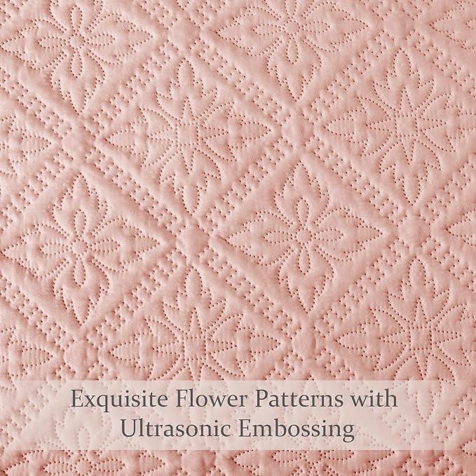 Exclusivo Mezcla King Quilt Set, Blush Pink | Lightweight Soft Bedspreads - Image 5