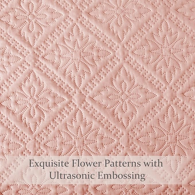 Exclusivo Mezcla California King Quilt Set, Blush Pink | Lightweight Soft - Image 5
