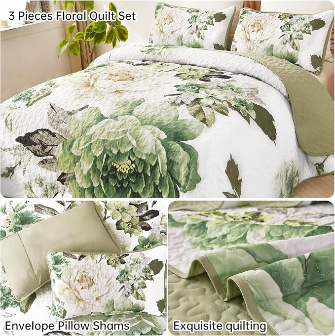 WONGS BEDDING Quilt Queen Size, Soft Microfiber Lightweight Farmhouse Bed Cover - Image 5