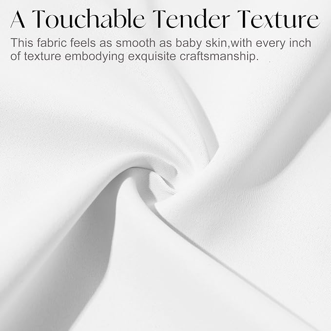 Etherealveil Pure White Pinch Pleated Semi Blackout Curtains 2P 60"x90" | Back - Image 8