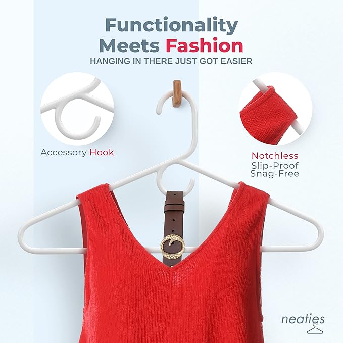 Neaties Heavy Duty Clothes Hangers 100 Pack (108 Count) – Made in The USA – 8lb Capacity Plastic Hangers for Adult Clothing – Durable for Pants, Coats, Jackets, or Jeans – Gray