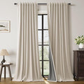 Sand Linen 100% Blackout Drapes Curtains 84 Inches Long by Guken