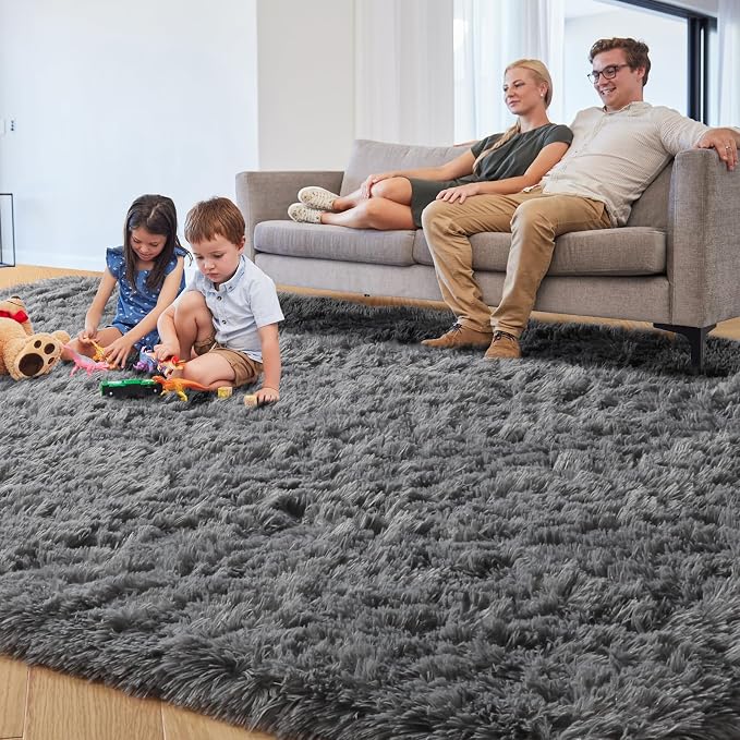 Plush Washable Area Rugs for Living Room 5x7 Grey, Soft Shaggy Rugs Carpets - Image 8