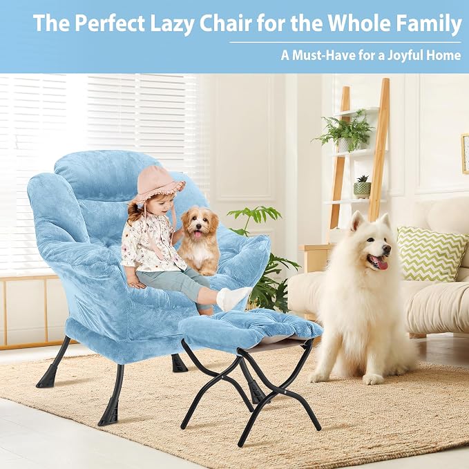 Youtanic Lazy Chair with Folding Ottoman, Accent Chair Plush Upholstered with - Image 4