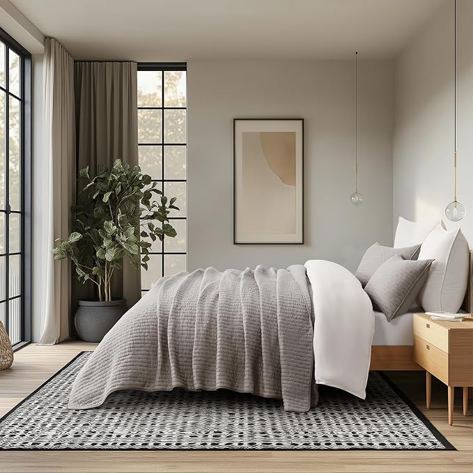 100% Cotton Cross Stitch 3-Piece Quilt Set, Taupe | 100% Cotton, Elegant Cross - Image 5