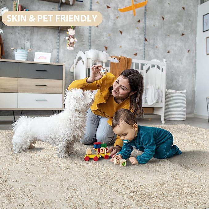 Aelenmu 6x9 Area Rugs for Living Room Washable Bedroom Dining Room Beige | - Image 8