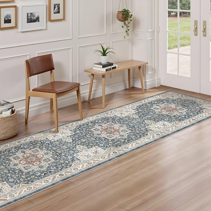 cotiled 2x6 Hallway Runner Rug for Entryway, Non-Slip Vintage, Vintage Blue | - Image 2