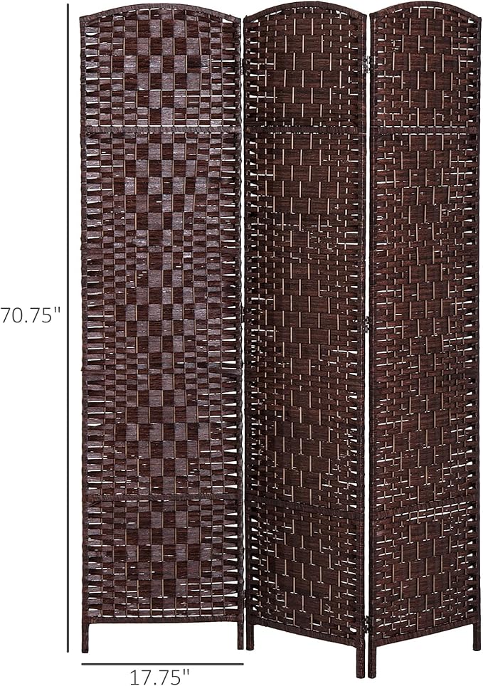 HOMCOM Room Divider 3-Panel, 6FT-Tall Folding Privacy Screen, Hand-Woven Design - Image 7