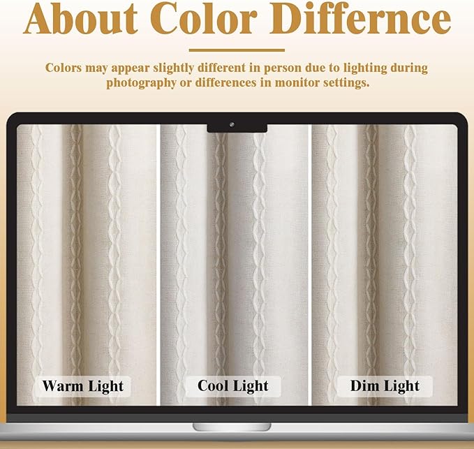 80% Boho Blackout Curtains 63 Inch Linen Blend Drapes 2 Panels | Vintage - Image 5