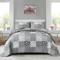 Mybedsoul Black Grey Boho Quilt Set Twin Size Dorm Bedding, 2 Pieces Plaid by Mybedsoul
