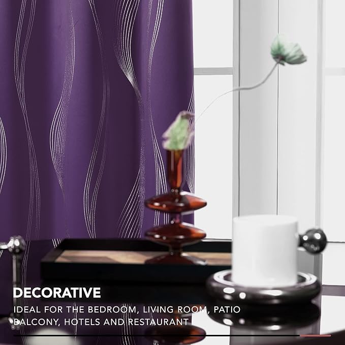Deconovo Curtains for Living Room, Pattern Blackout Curtains 72 Inches Long | - Image 3