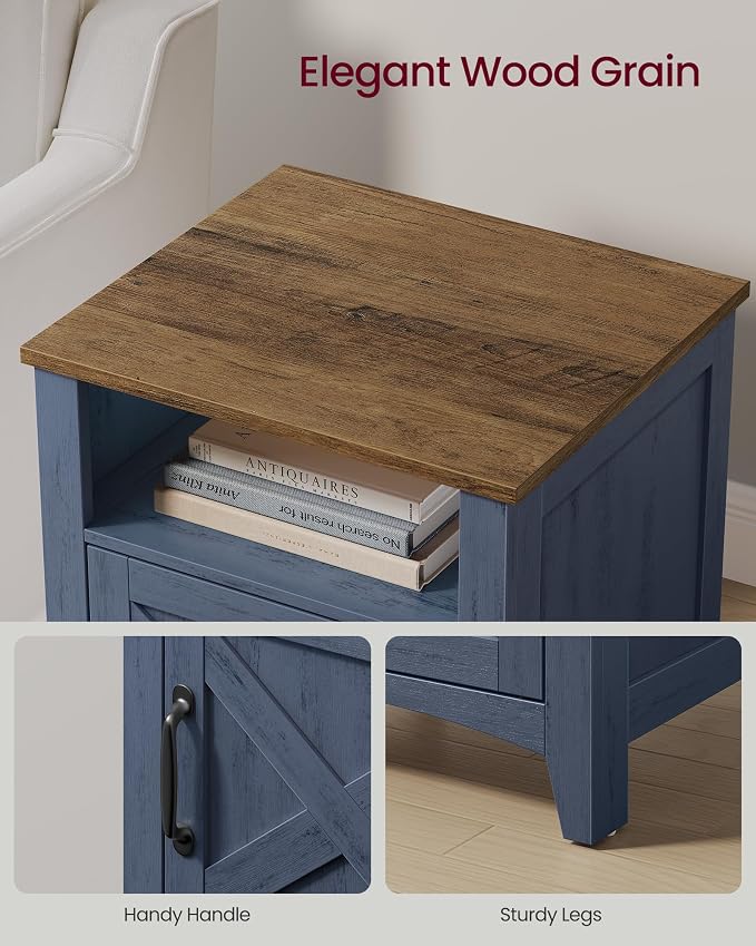 VASAGLE Nightstand Farmhouse Barn Door Bedside Table - Image 5