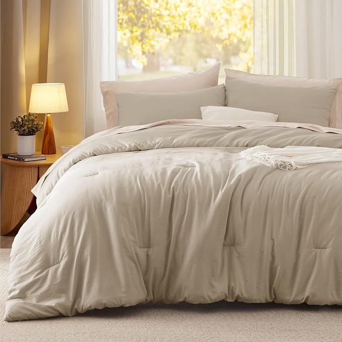 Bedsure Queen Comforter Set, Sand Soft Prewashed Bedding - Image 2