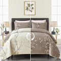 DJY Quilt Set King Size, Branch Botanical Bedspread Coverlet, Tan &Cream | by HOME