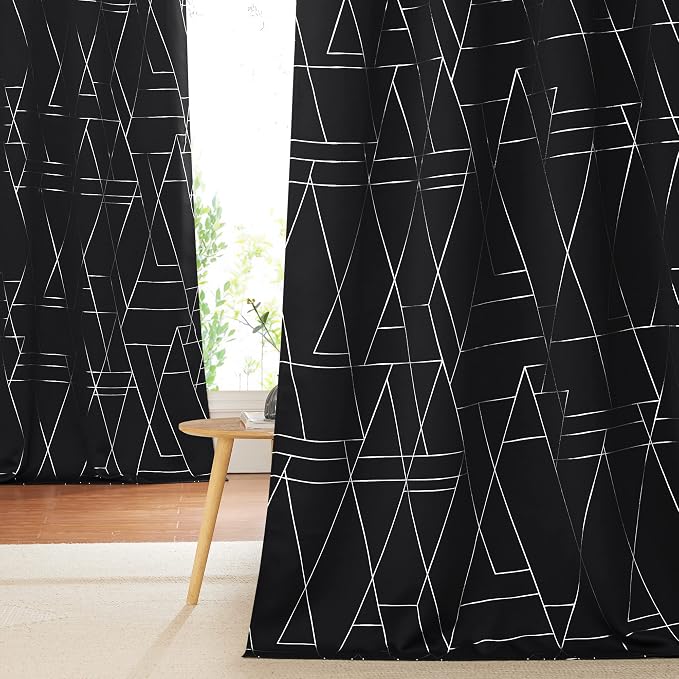 NICETOWN Blackout Curtains for Patio, Modern Foil Printed Geometric Line Home by NICETOWN